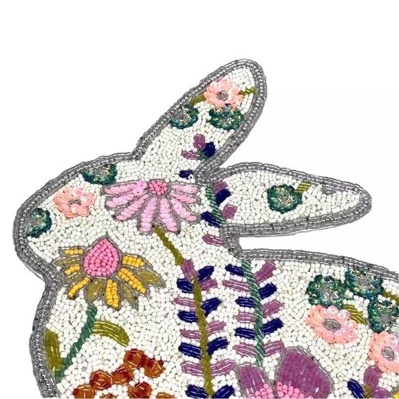 Rachel Zoe Beaded Easter bunny Charger NEW - Picture 2 of 5